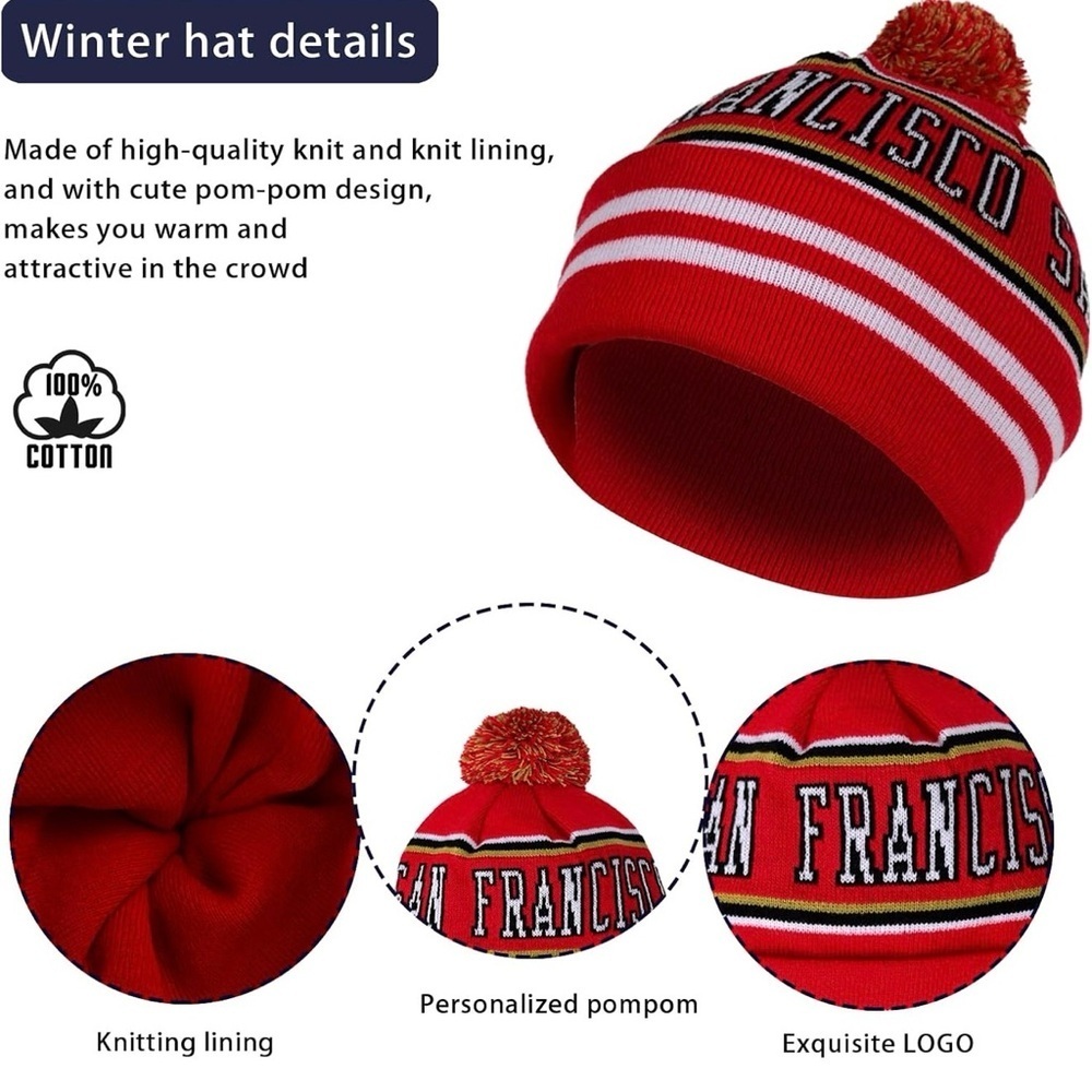 NWT San Francisco 49ers Red and Gold Knit Beanie and Gloves Set - Picture 2 of 4